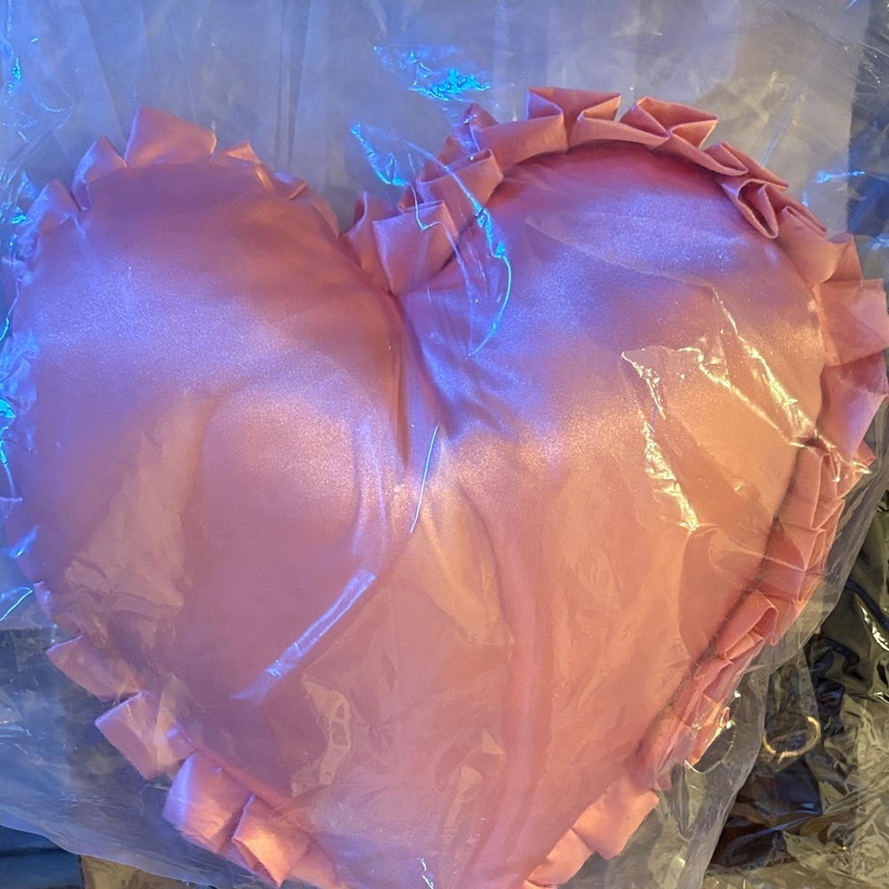 Tilly's Pink Heart Pillow with Ruffles